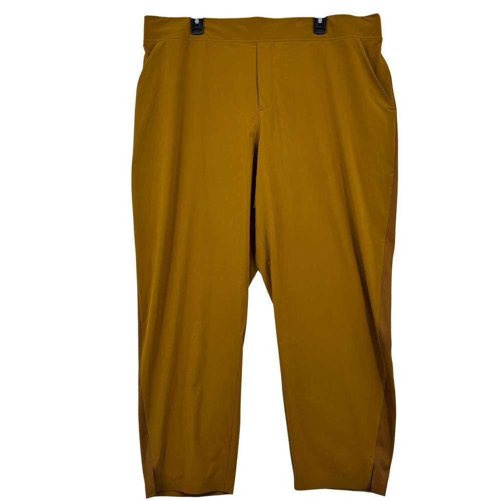 Athleta Brooklyn Ankle Pant Women 22 Mustard Gold Stretch Lightweight Ribbed